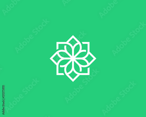 Abstract flower swirl logo icon design. Elegant premium linear vector logotype symbol.