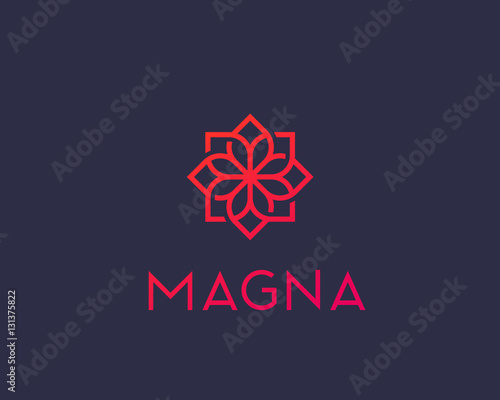 Abstract flower swirl logo icon design. Elegant premium linear vector logotype symbol.