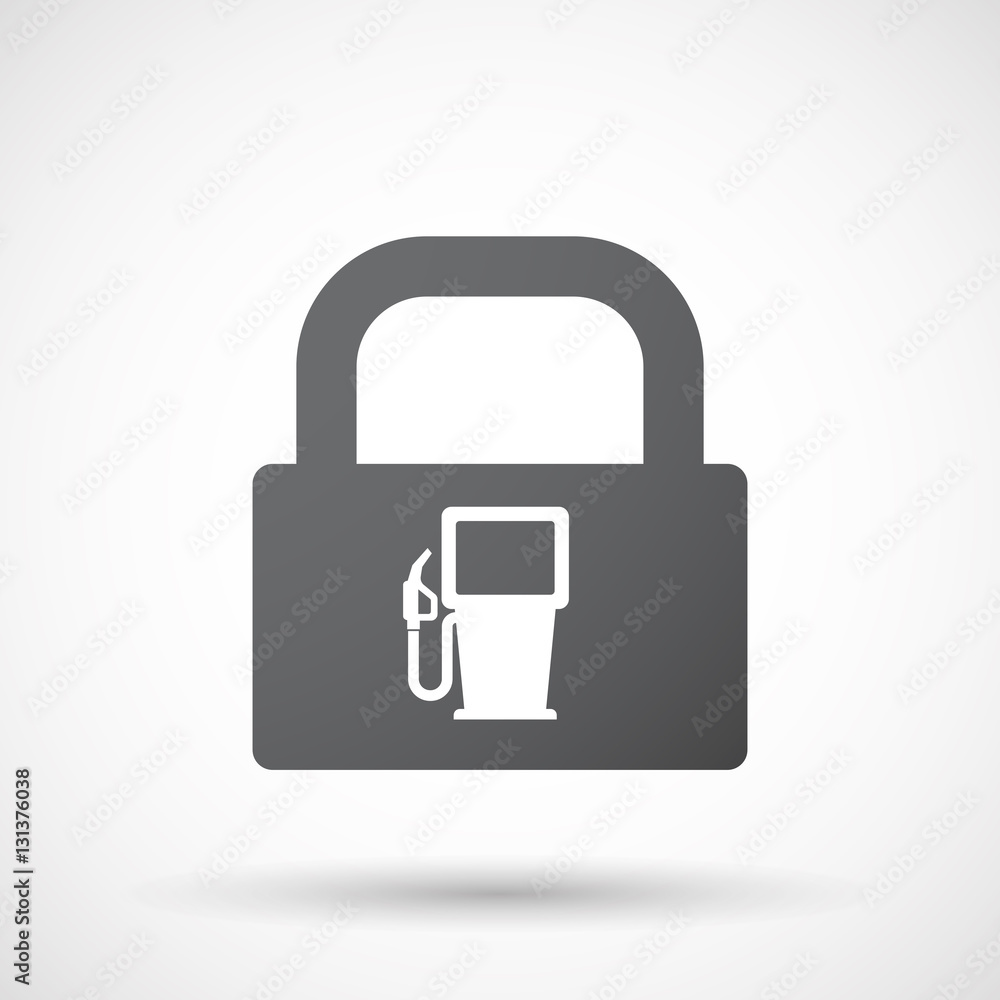 Isolated lock pad with a gas station Isolated lock pad with a gas station