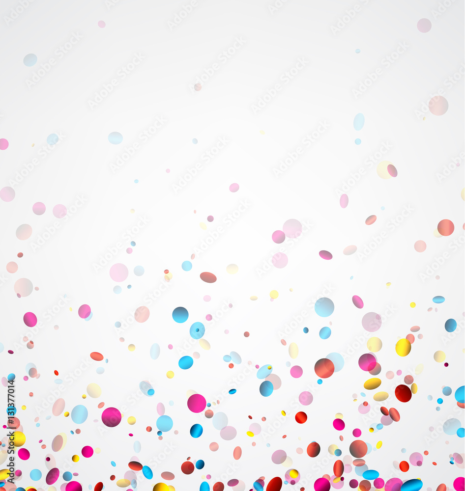 White banner with colorful confetti.