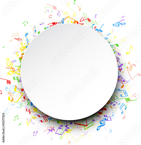 Round musical background with notes.