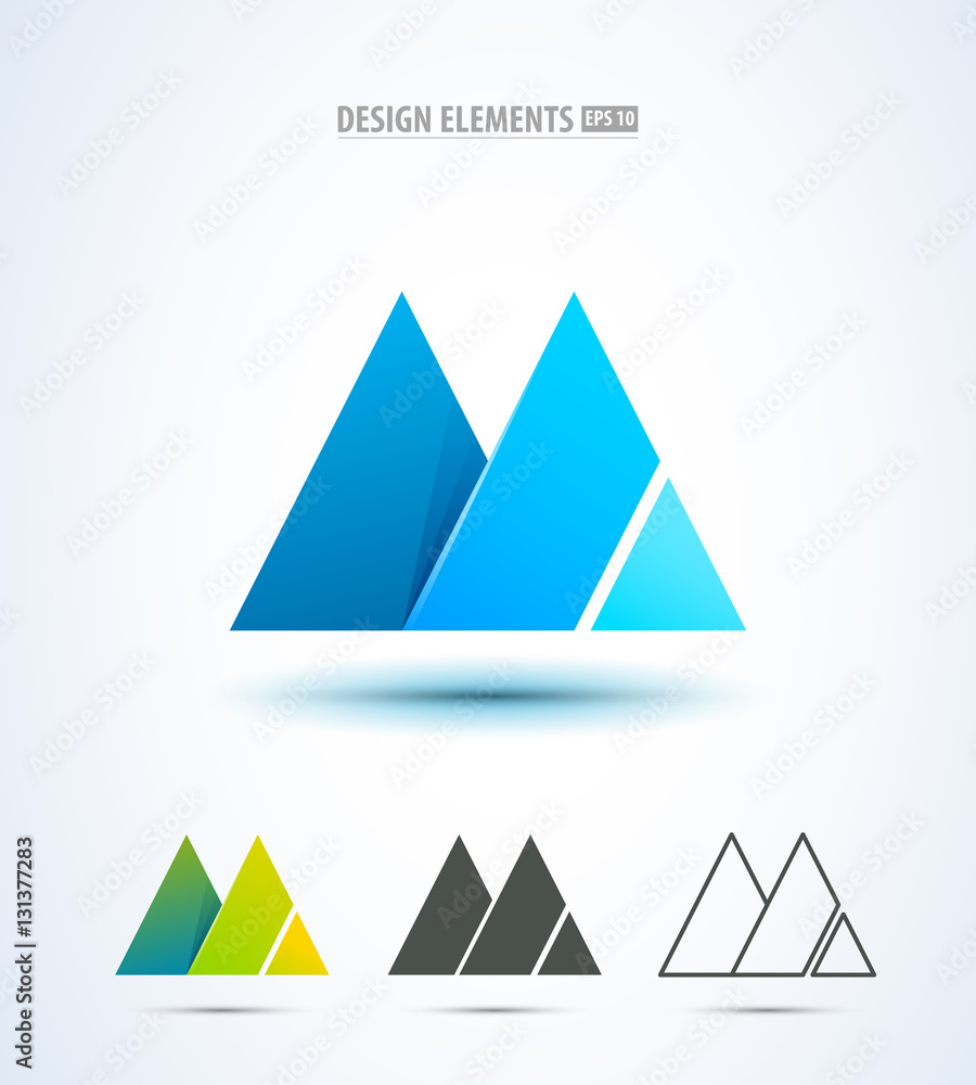 Abstract mountain icon or letter M logo elements. Origami style Abstract mountain icon or letter M logo elements. Origami style