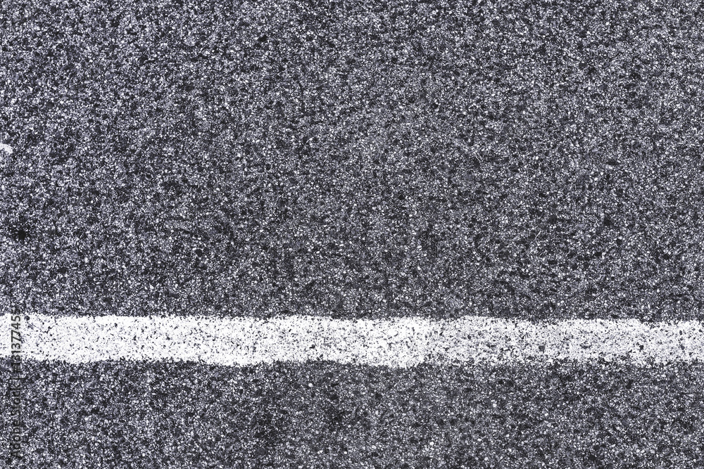 Fototapeta premium White line and asphalt road as simple urban background pattern