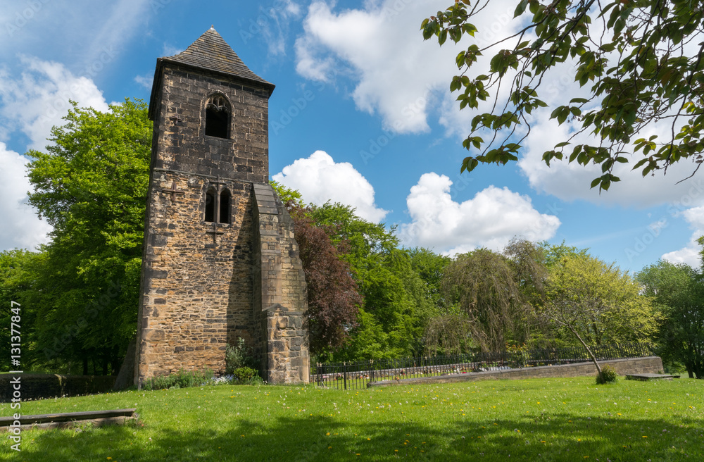The Old Tower of St Mary's Church Mirfield, West Yorkshire, England built in the 13th Century.