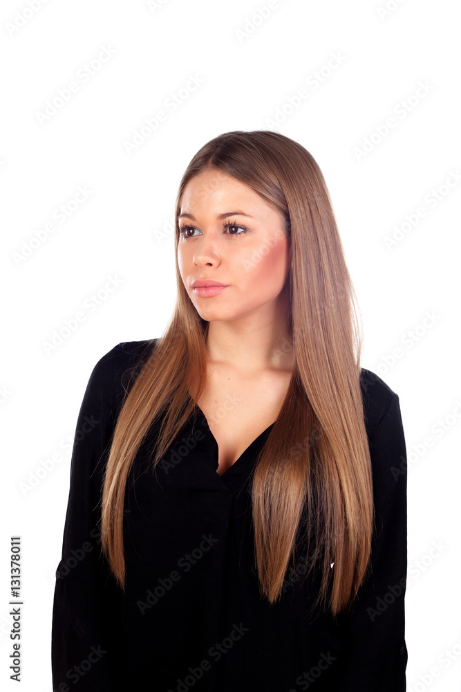 Pensive beautiful woman with a long blonde hair Pensive beautiful woman with a long blonde hair