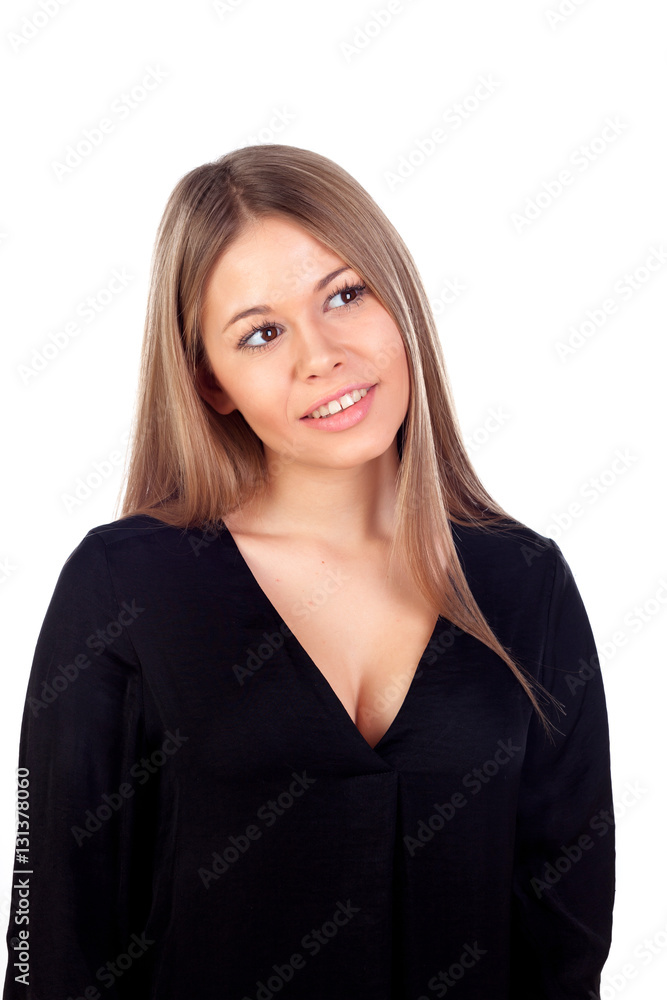 Pensive beautiful woman with a long blonde hair Pensive beautiful woman with a long blonde hair