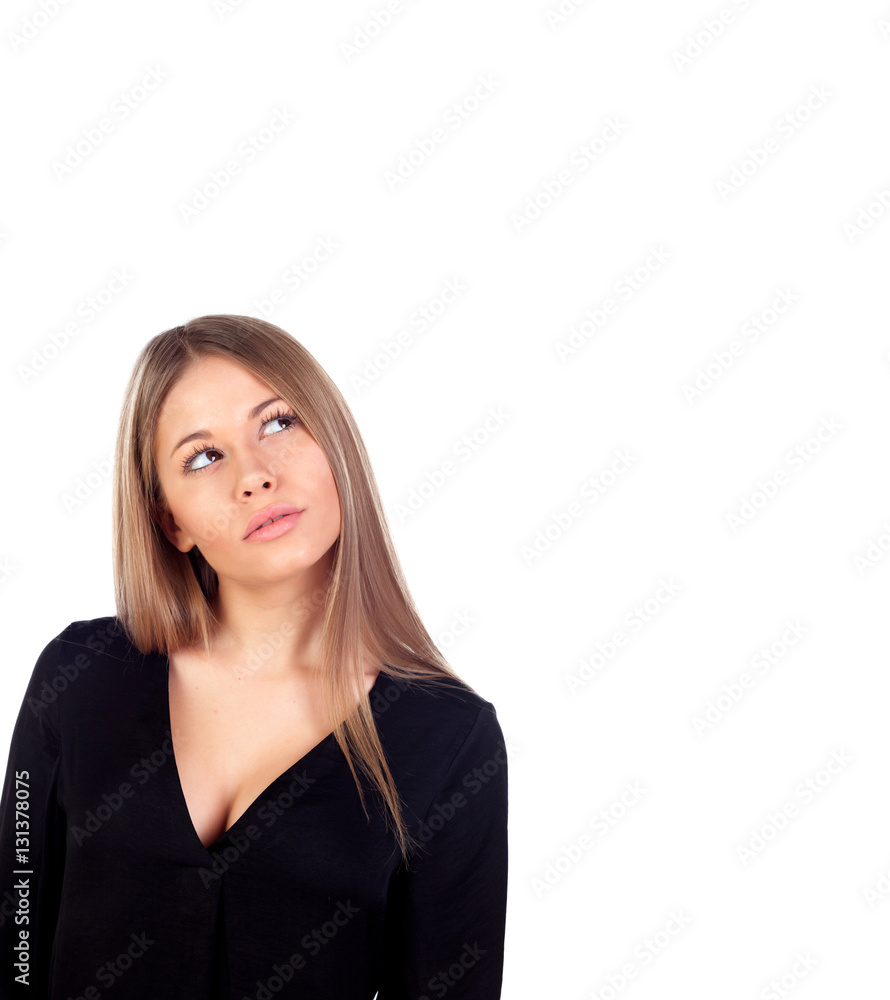 Pensive beautiful woman with a long blonde hair Pensive beautiful woman with a long blonde hair