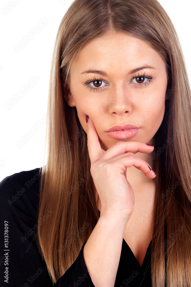 Pensive beautiful woman with a long blonde hair Pensive beautiful woman with a long blonde hair