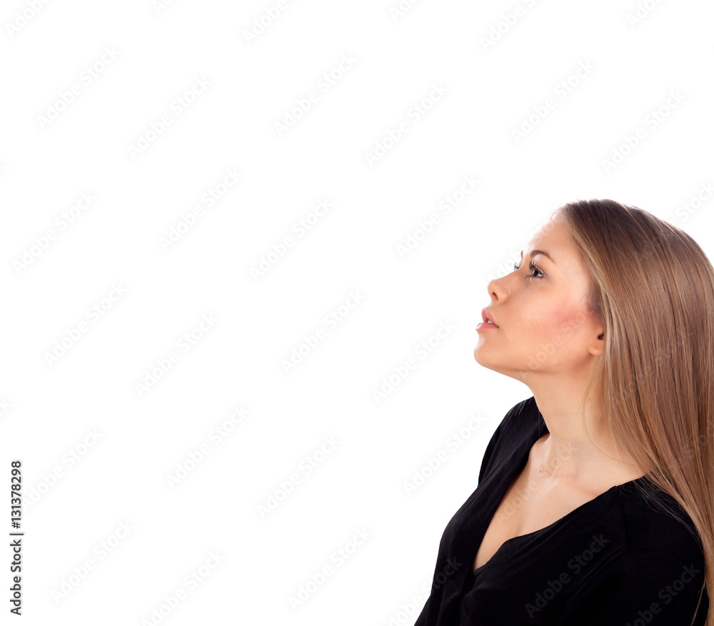 Pensive beautiful woman with a long blonde hair Pensive beautiful woman with a long blonde hair