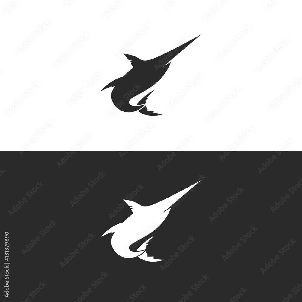 Blue Marlin or Swordfish Logo Silhouette. Isolated. Blue Marlin or Swordfish Logo Silhouette. Isolated.
