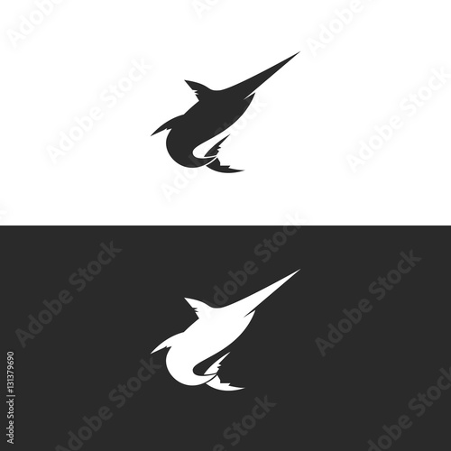 Blue Marlin or Swordfish Logo Silhouette. Isolated.