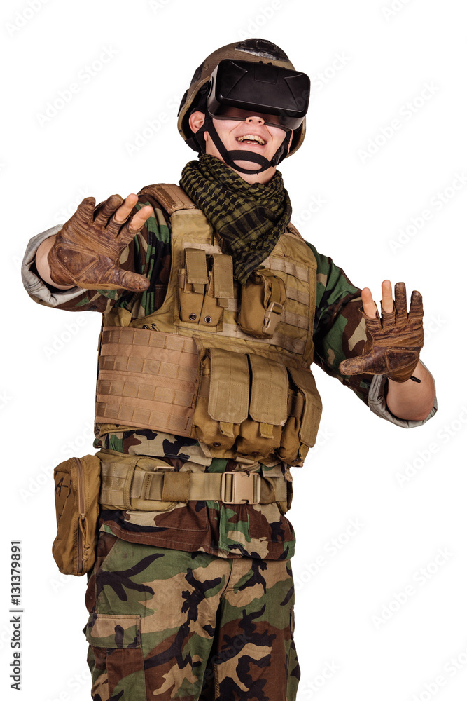 soldier wearing virtual reality glasses soldier wearing virtual reality glasses