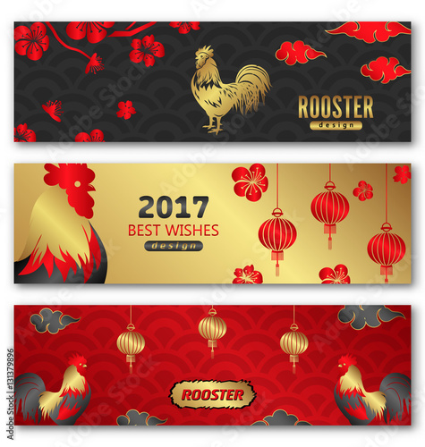Collection Banners for Chinese New Year Roosters
