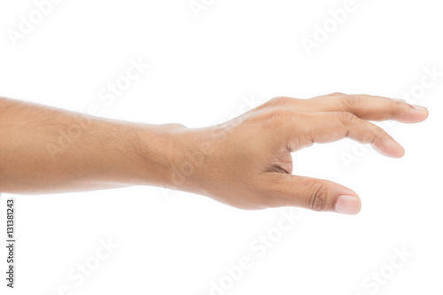 Empty man hand isolated on white background