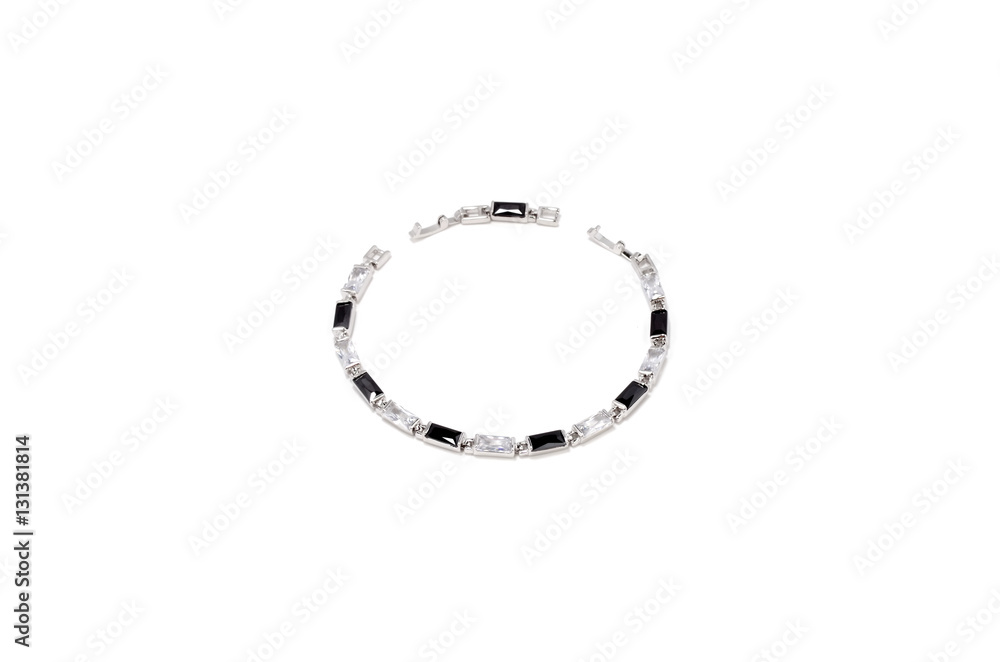 Elegant black and white bracelet on white background, isolated Elegant black and white bracelet on white background, isolated