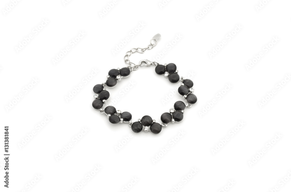 Elegant black and white bracelet on white background, isolated Elegant black and white bracelet on white background, isolated