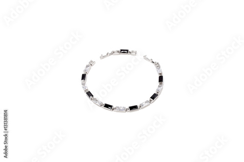Elegant black and white bracelet on white background, isolated