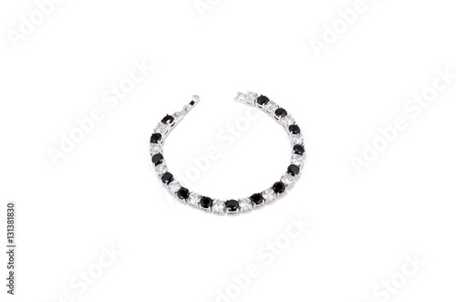 Elegant black and white bracelet on white background, isolated