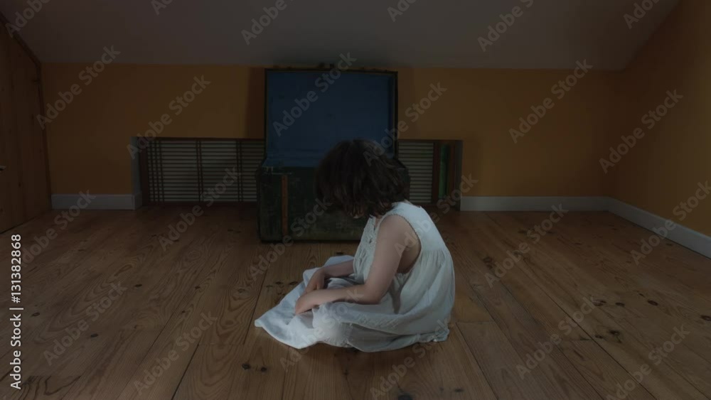 4k Halloween Shot of a Child acting as a psycho, colour