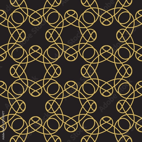 Royal Black and Gold Flourish Seamless Pattern