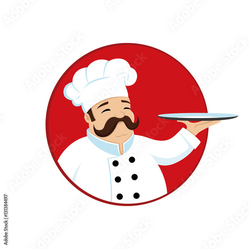 Chef with a tray.
