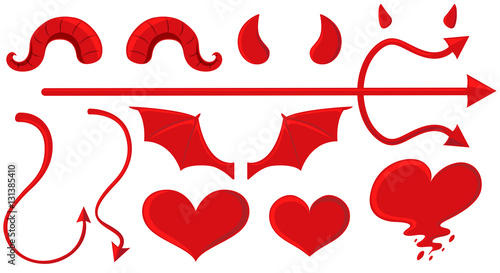 Angel and devil elements in red