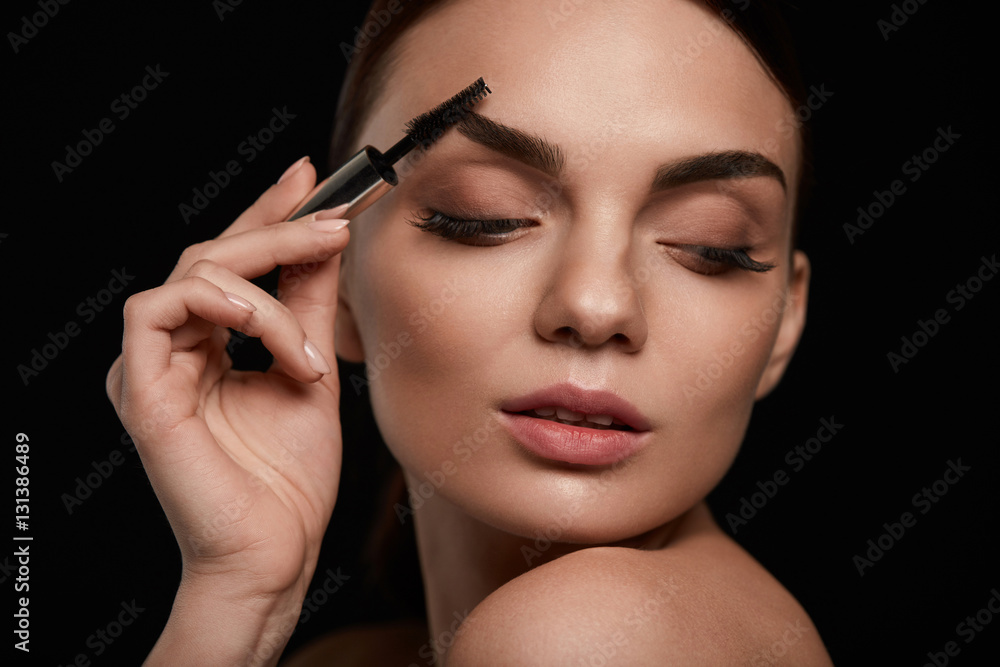 Sexy Woman Face With Closed Eyes And Beautiful Eyebrows