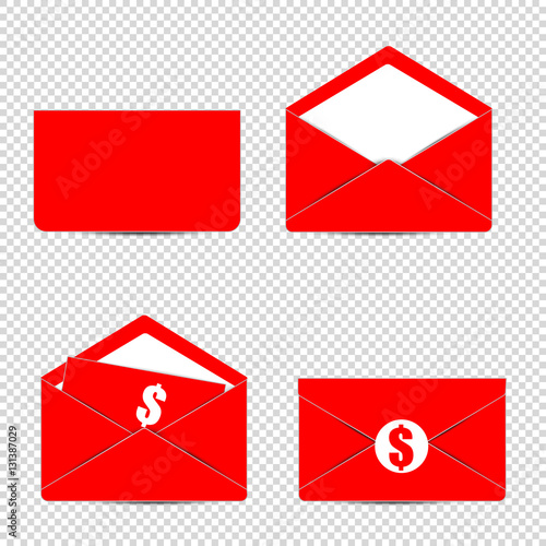 Letter. Set of of Red letters with dollar icon