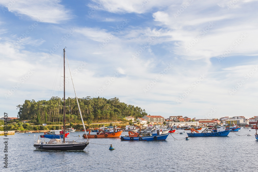 Anchored ships on Xufre fishing port