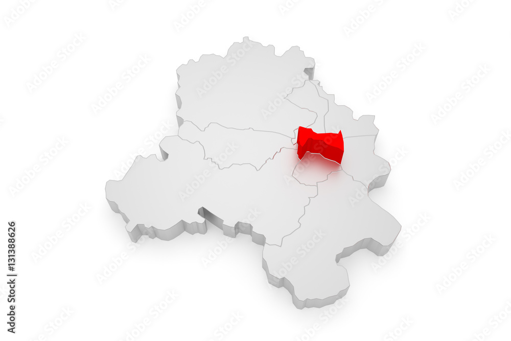 Fototapeta premium Central Delhi - Stadtplan - Bezirke 3D