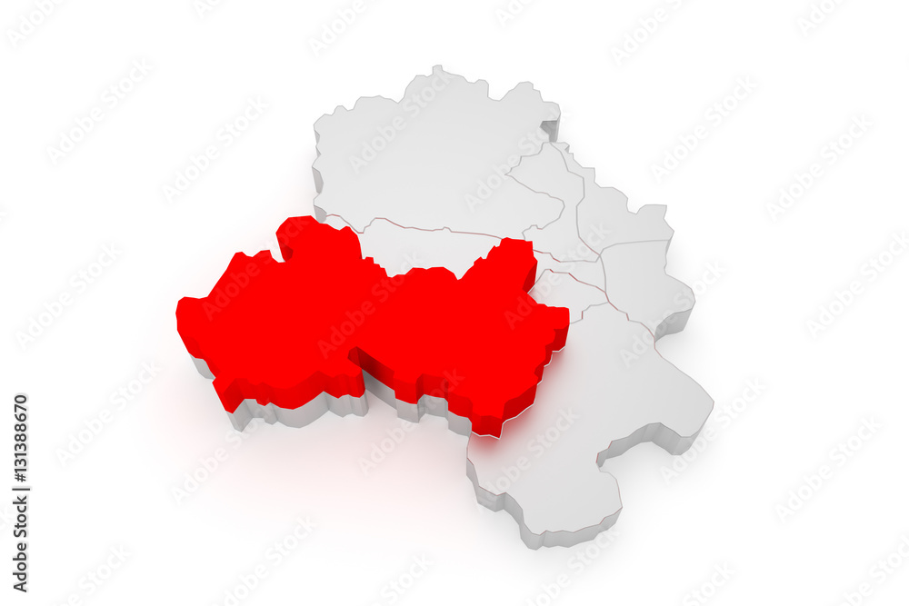 Fototapeta premium South West Delhi - Stadtplan - Bezirke 3D