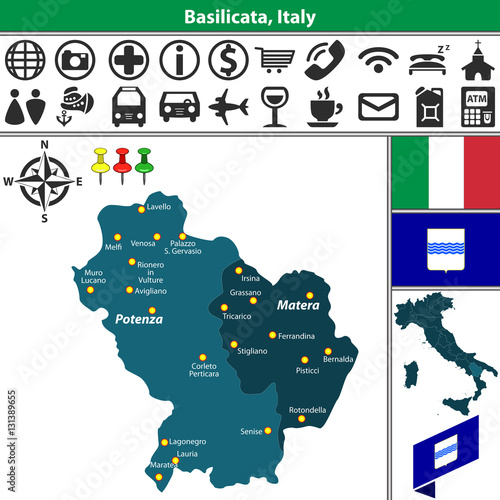 Basilicata with regions, Italy