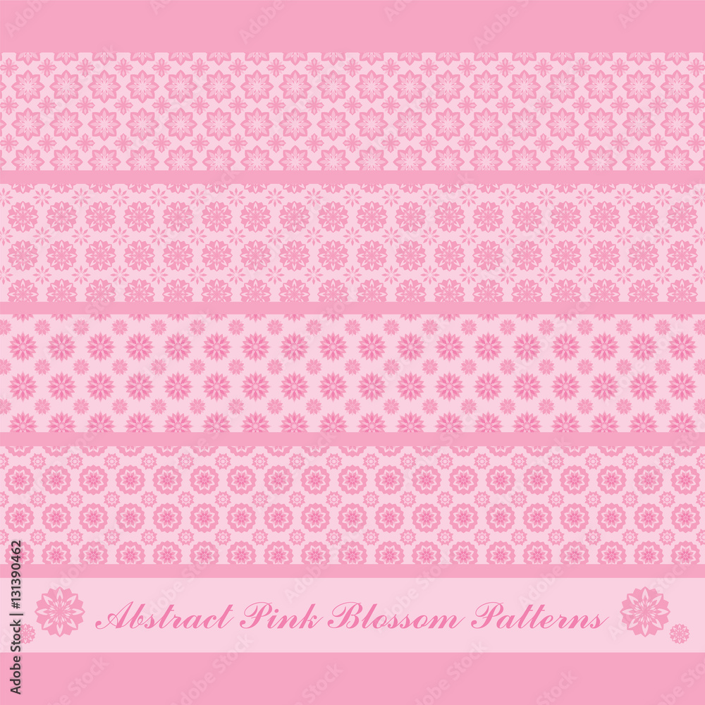 Set of Abstract Pink Blossom Patterns for Background and Decoration