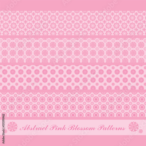 Set of Abstract Pink Blossom Patterns for Background and Decoration
