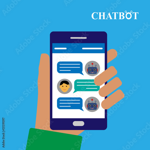 Chatbot and human conversation on smartphone
