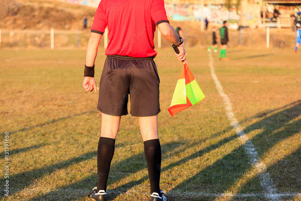 Fototapeta premium Football assistant referee in action