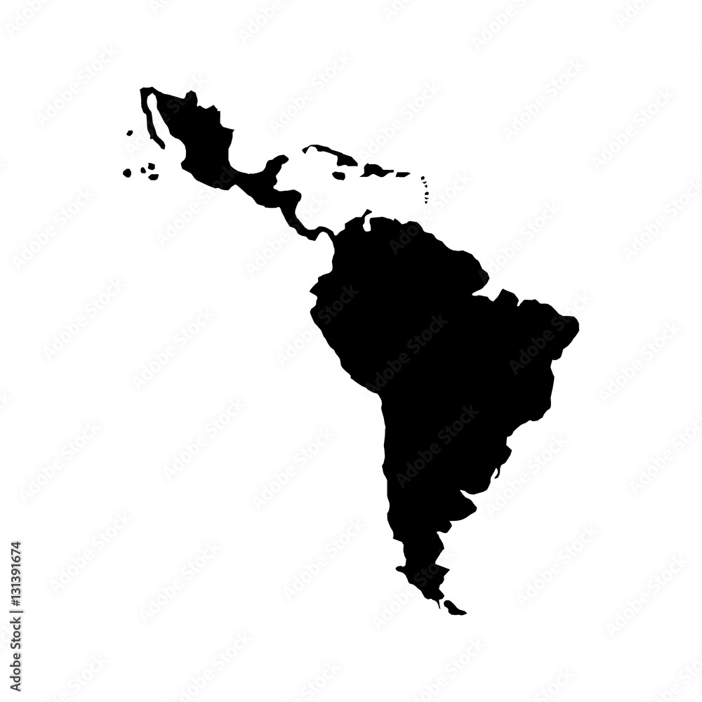 silhouette of latin america map icon over white background. vector illustration - obrazy, fototapety, plakaty 