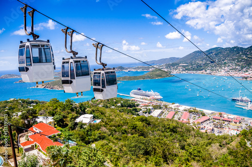St. Thomas cruise port with cable car's in forground photo