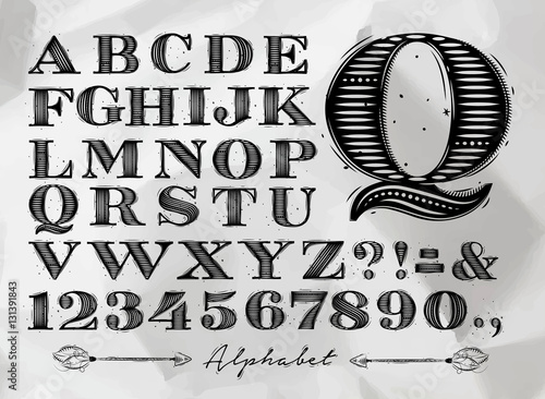 Vintage alphabet black