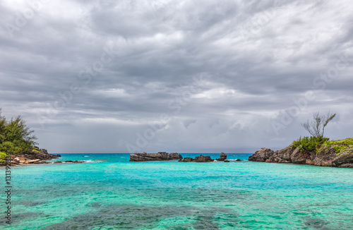 Fototapeta Naklejka Na Ścianę i Meble -  Storm Clouds over Tobacco Bay Beach in St. George's Bermuda