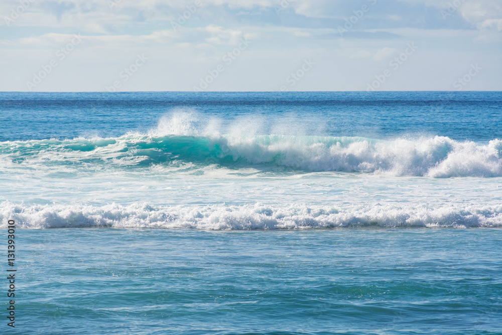 The coast of Atlantic ocean, ocean waves, winter on Tenerife