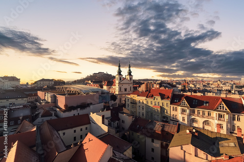 Evening over the city of Brno, Morawia, Czech Republic