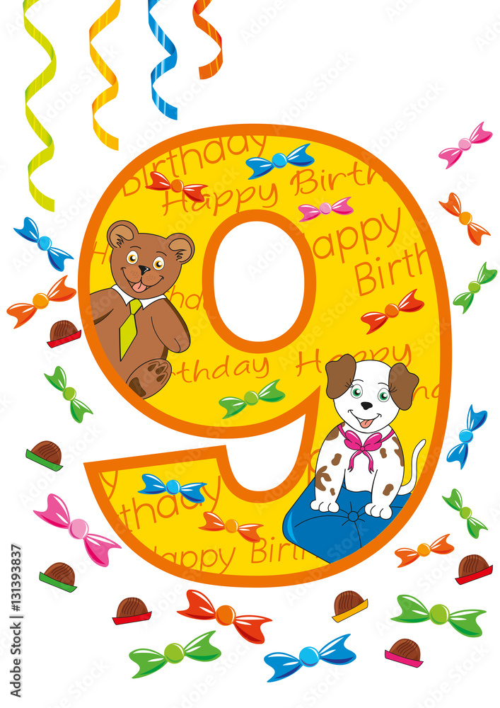 Naklejka premium buon compleanno numero 9