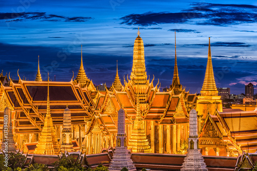 Bangkok, Thailand Skyline at Wat Phra Kaew and Grand Palace.