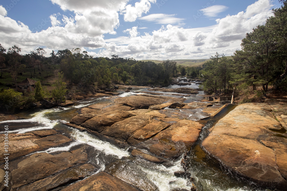 stony river bed during the dry season in Madagascar