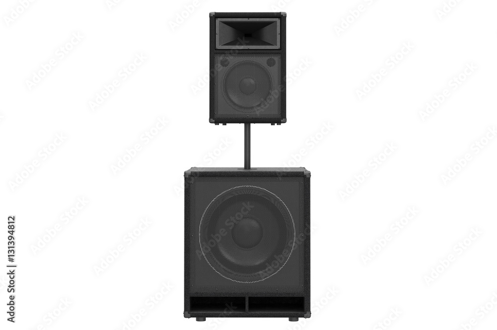 Obraz premium Speaker audio system heavy metal, front view. 3D rendering