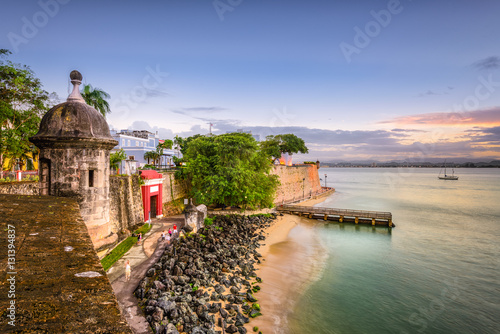 San Juan, Puerto Rico Caribbean coast along Paseo de la Princesa. photo