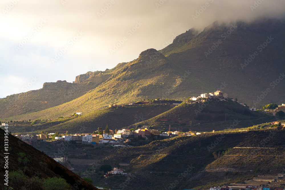 Road TF-12 in Anaga Rural Park - view on La Laguna valley, Tenerife