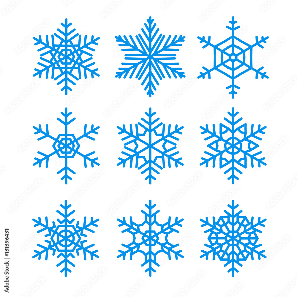 Snowflakes vector set. Vector pack of snowflakes design templates. Winter decoration elements Snowflakes vector set. Vector pack of snowflakes design templates. Winter decoration elements