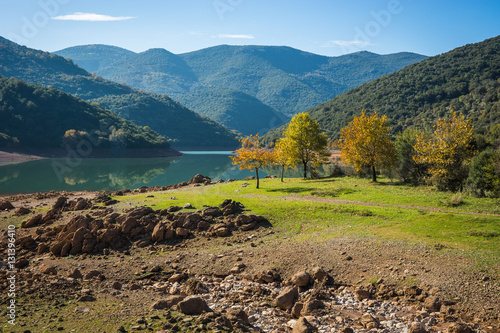 Beautiful landscape with Ladona lake at Peloponnese, Greece photo